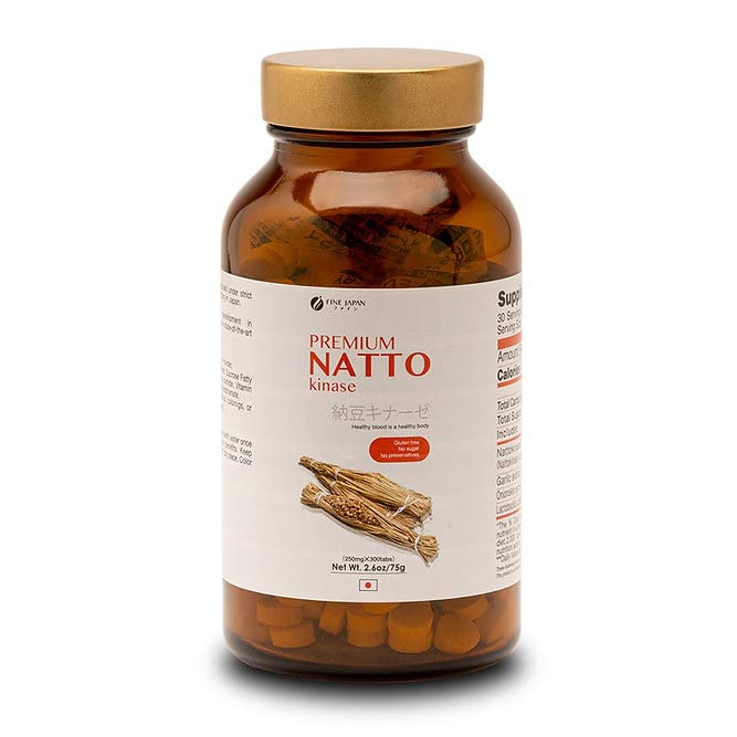 Usage and health benefits graphic for Natto Kinase tablets