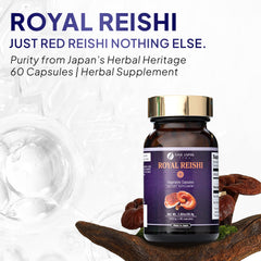 Bottle label close-up of Fine Japan Royal Reishi Capsules
