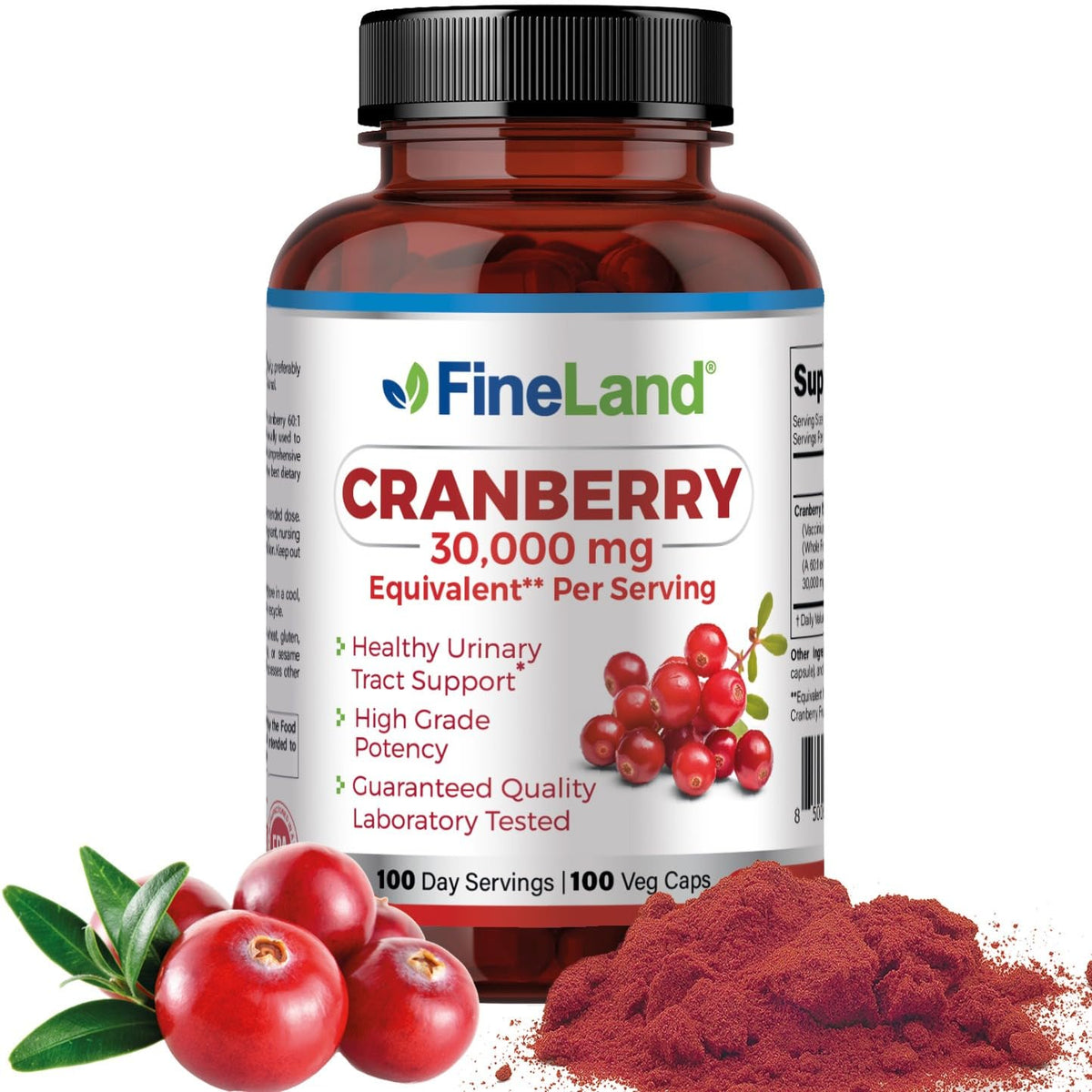 FineLand Cranberry Extract bottle showing 30,000 mg strength