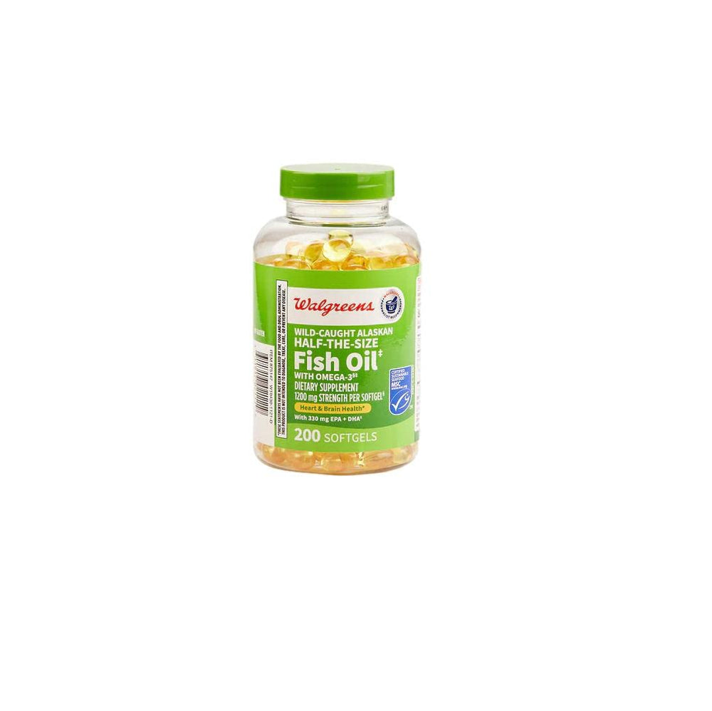 Close-up of 1200 mg fish oil softgels