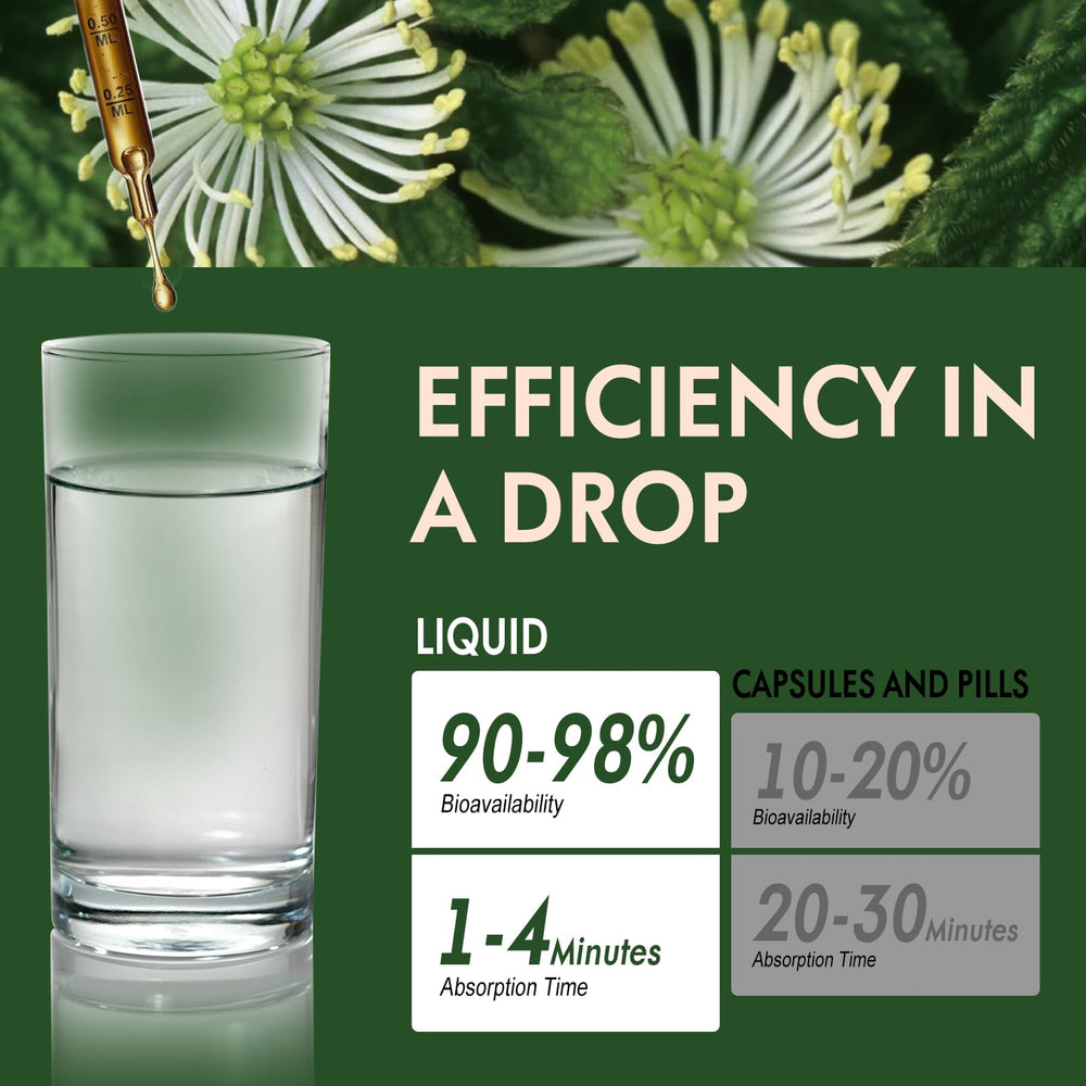 Glass bottle with natural herbs background