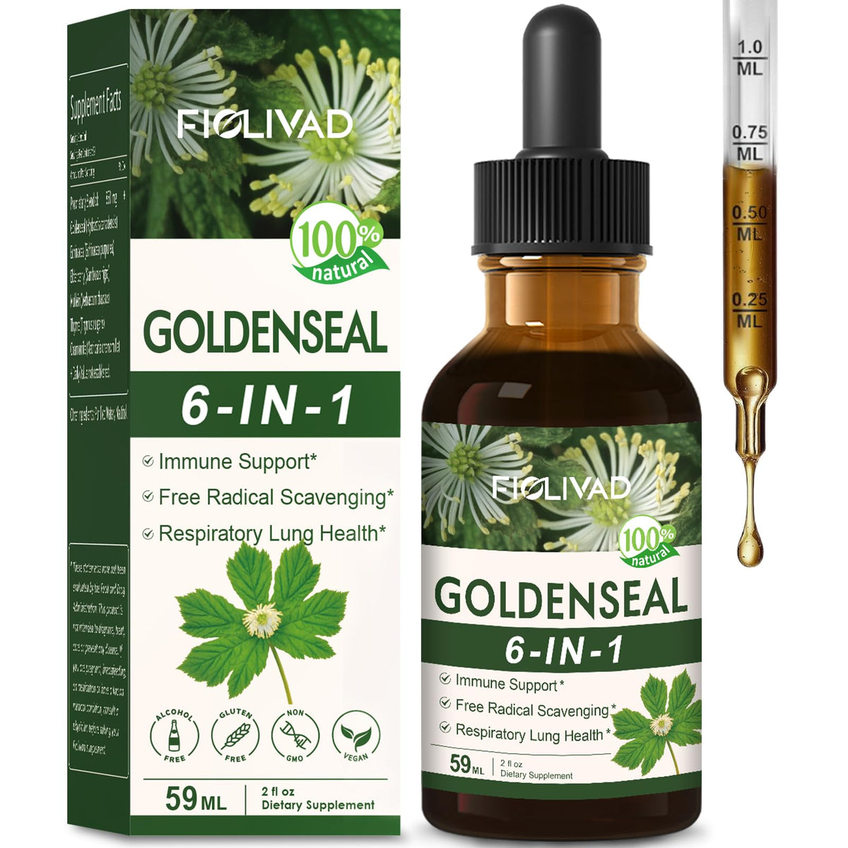 FIOLIVAD Goldenseal liquid drops bottle front view