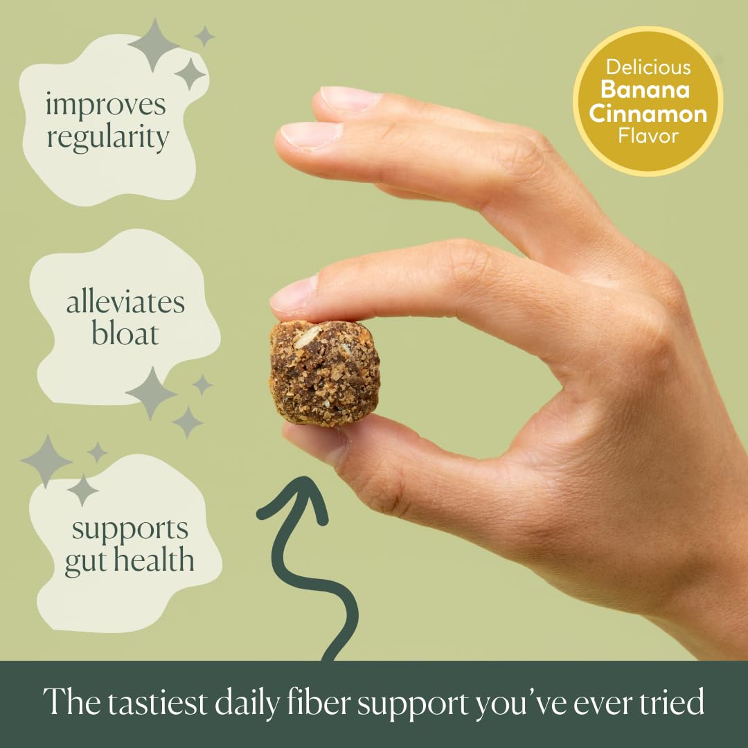 Close-up of Fiome fiber bite highlighting texture for gut health