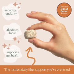 Fiome Peanut Butter Cacao fiber bite on white background