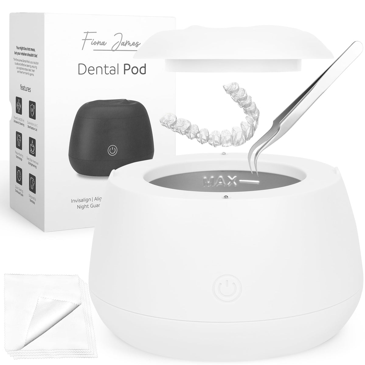 Fiona James 48kHz Ultrasonic Retainer Cleaner with UV - front view