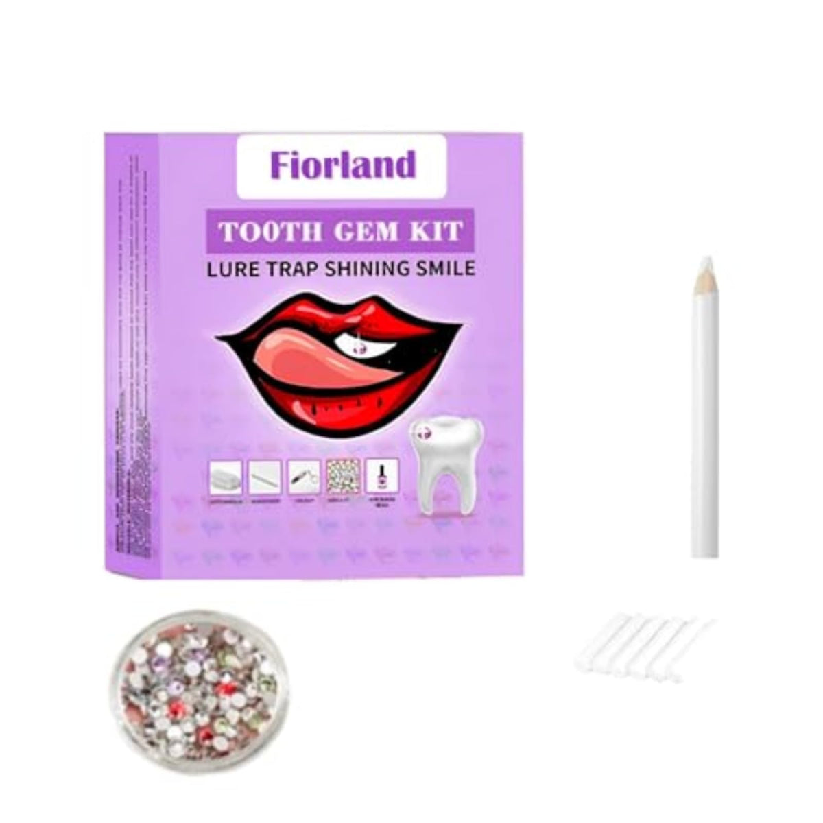 Fiorland Tooth Gem Kit box with 120+ crystals and tools