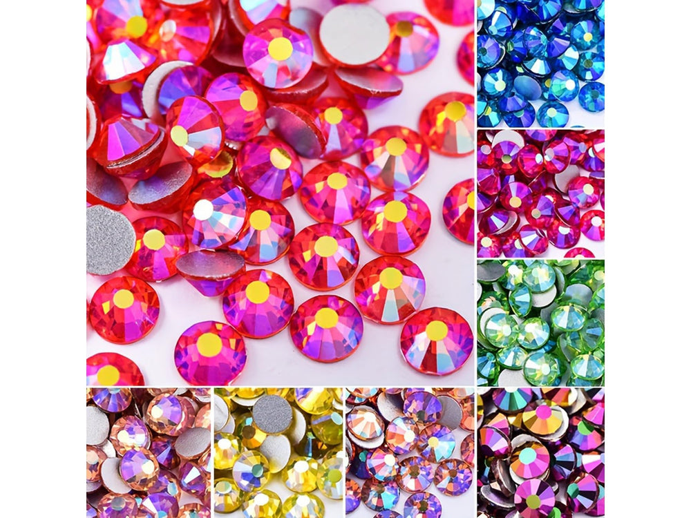 Assorted multi-color tooth gems in varying shapes
