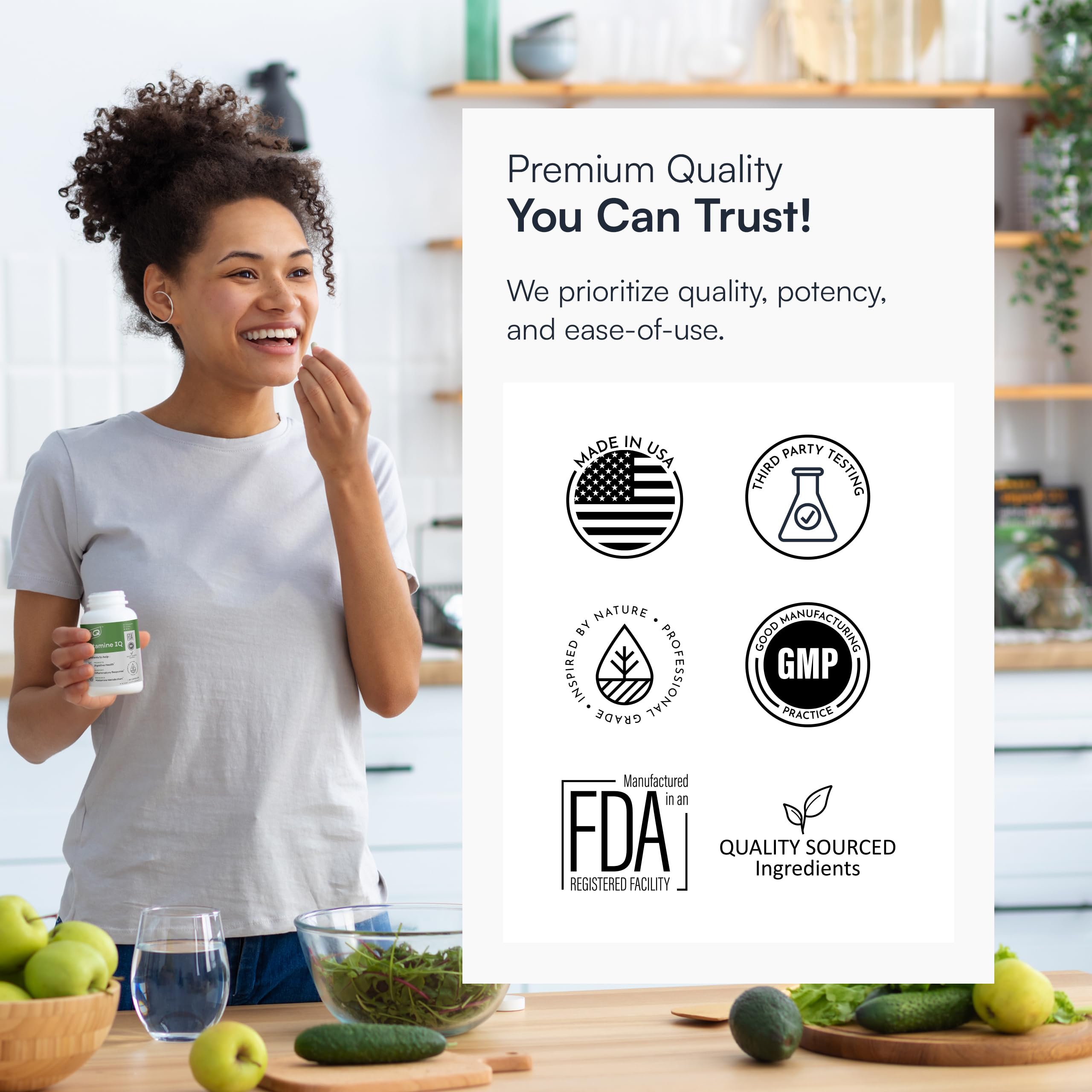 Infographic illustrating histamine metabolism and DAO support