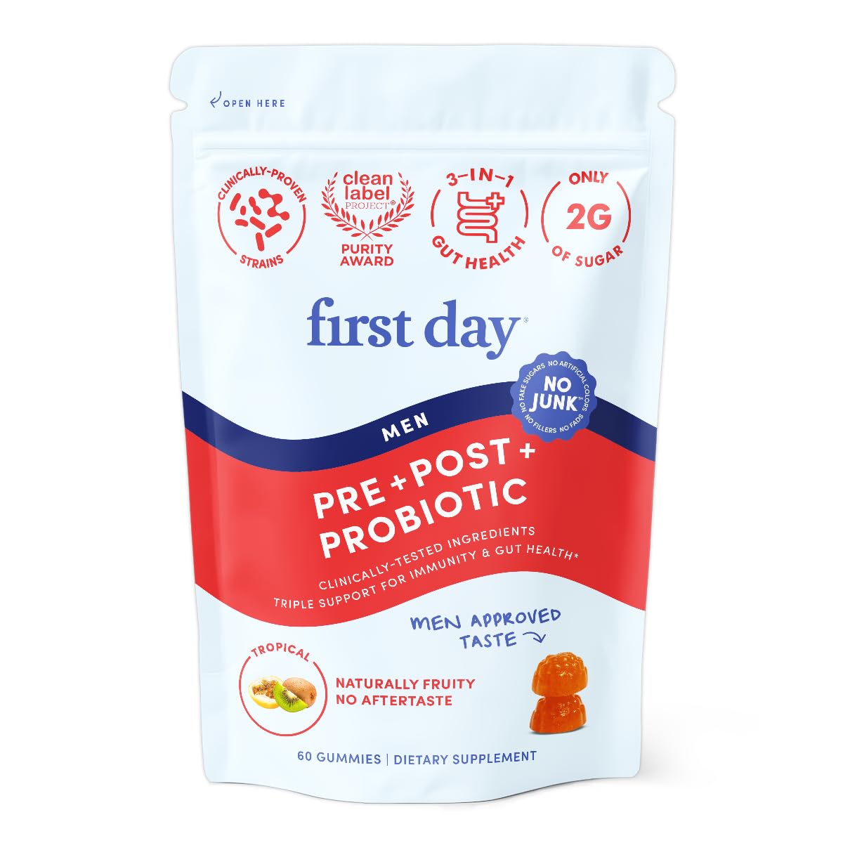 First Day 3-in-1 Probiotics for Men bottle on white background