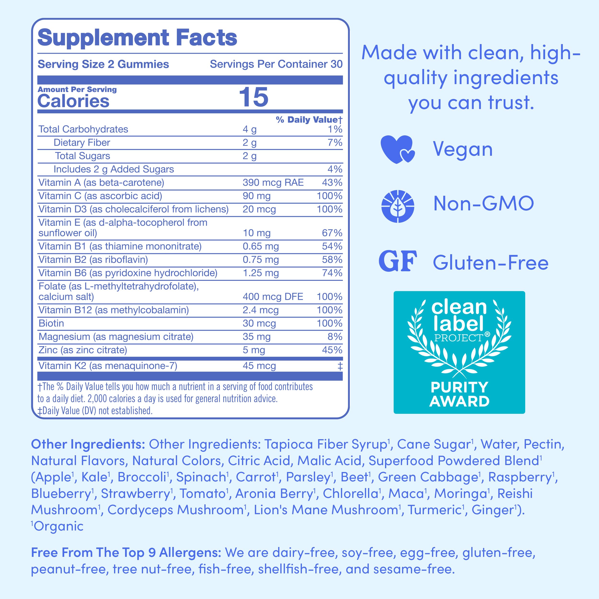 Organic fruit and vegetable blend imagery