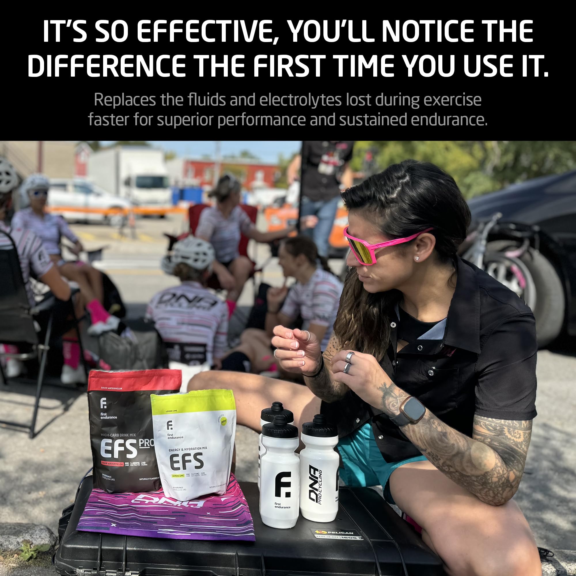 FIRST ENDURANCE EFS Hydration resealable-bag showcases convenient 30-serving packaging for on-the-go fueling.