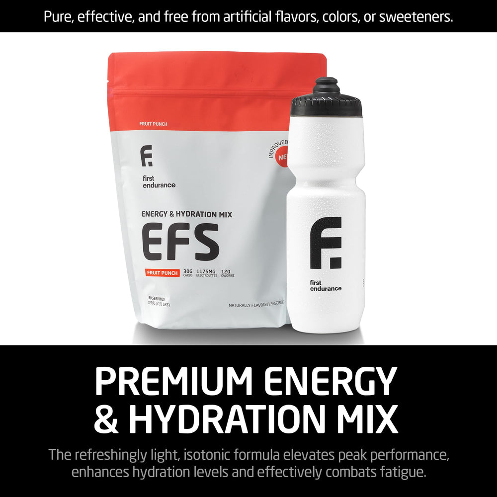FIRST ENDURANCE EFS Hydration sour-watermelon glass conveys cool flavor and rapid thirst quenching.