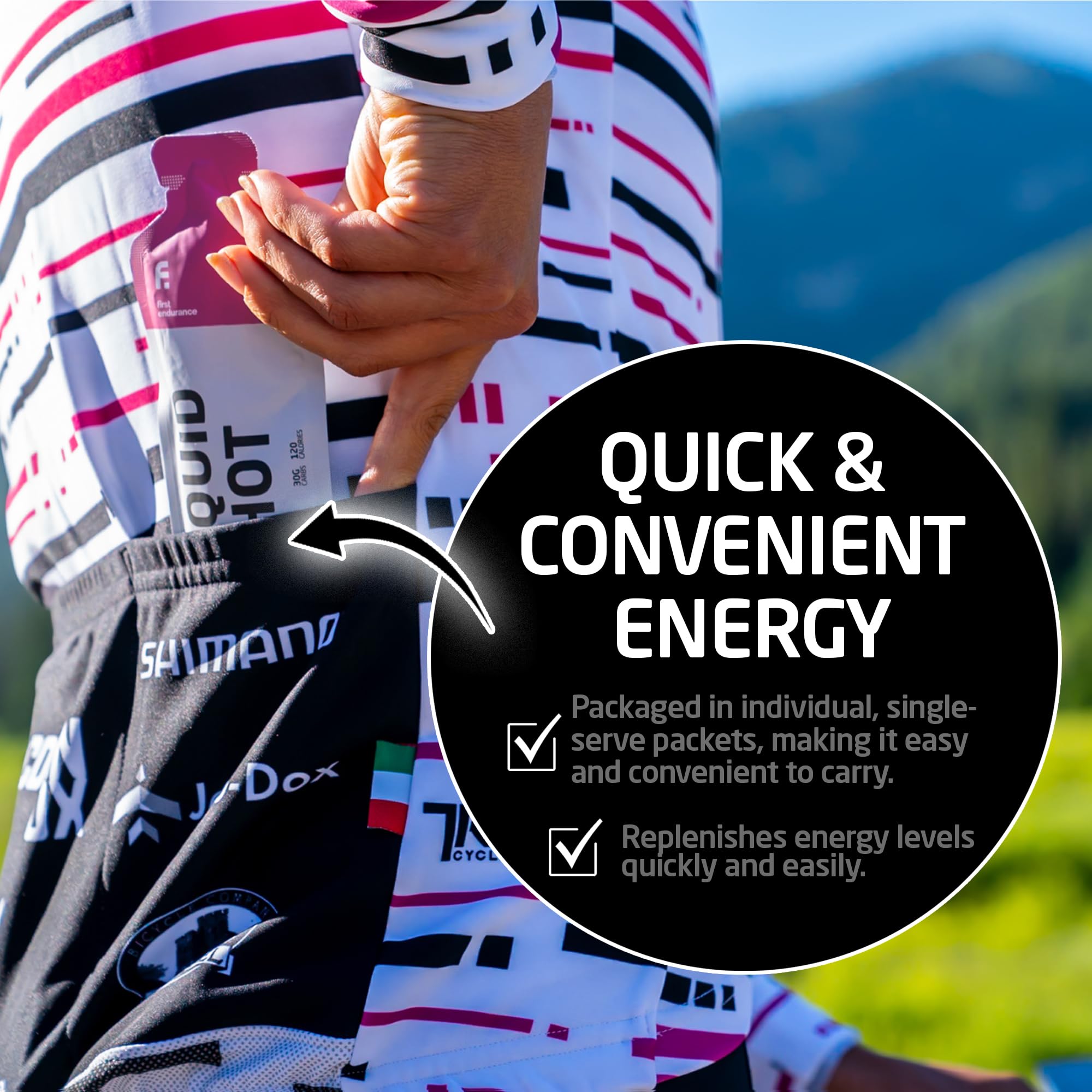 Nutrition graphic showing energy, carbs and electrolytes