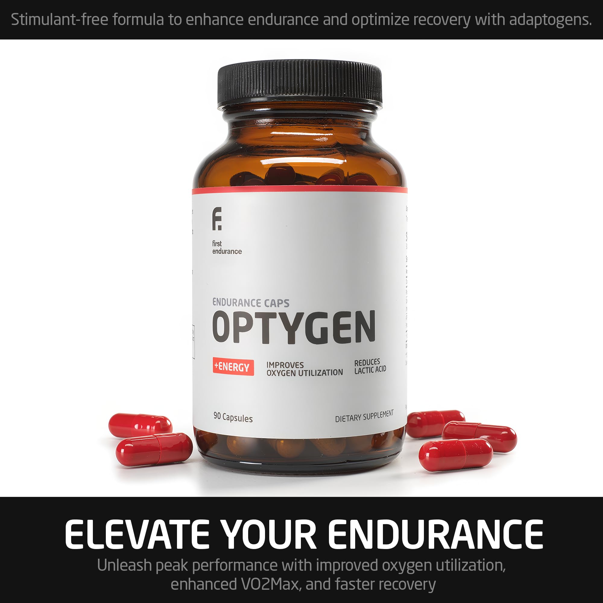 First Endurance Optygen packaging 90-capsules demonstrates convenient supplementation for frequent training.