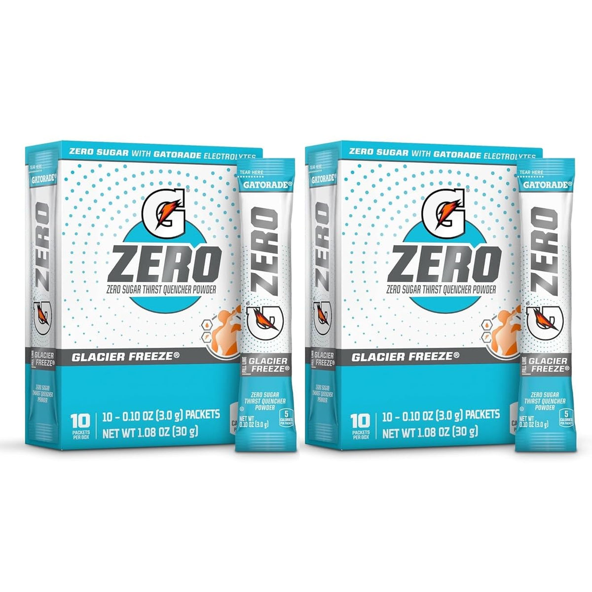 First Leaf G Zero Glacier Freeze packet ready to mix for sugar-free hydration.