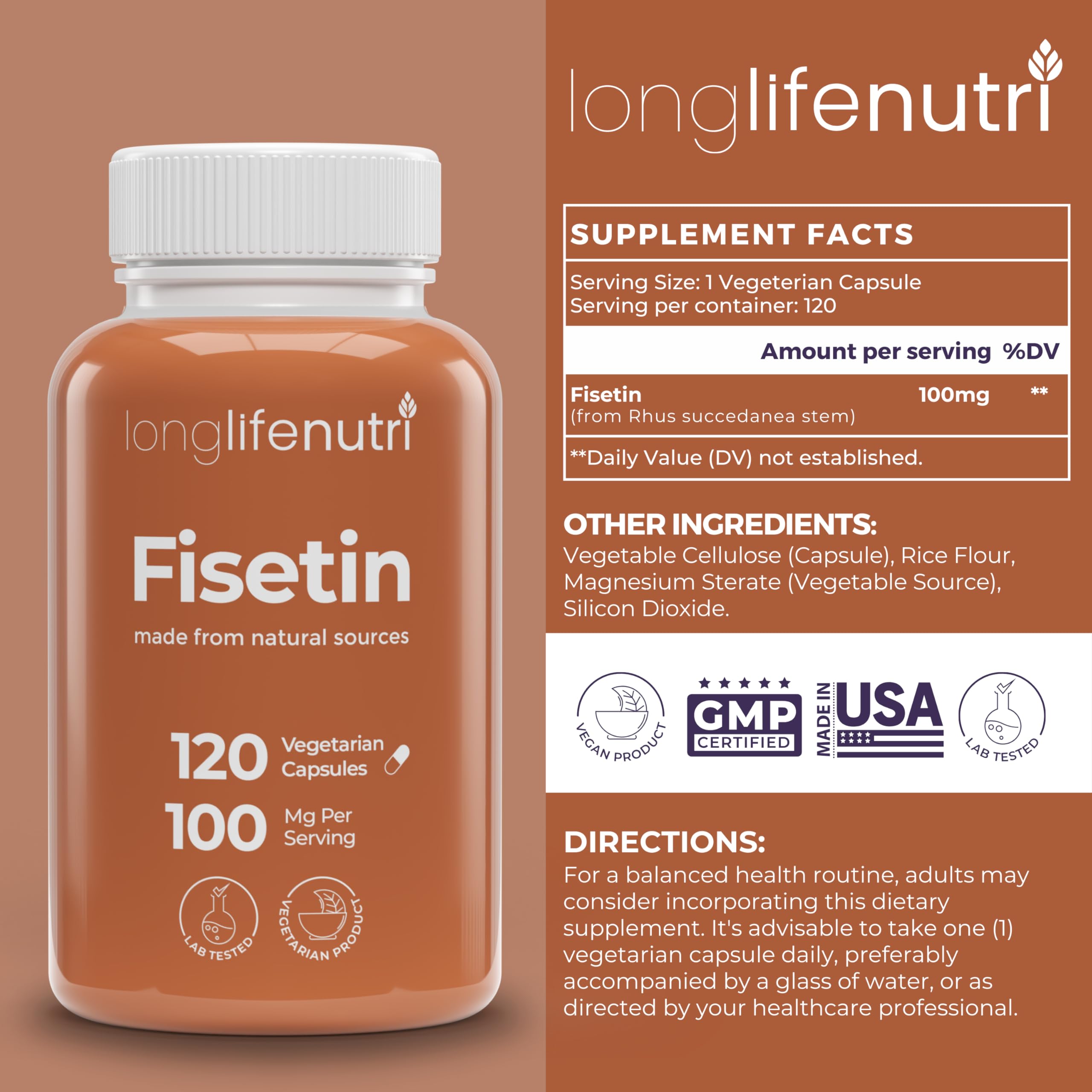 Fisetin 100mg vegetarian capsules