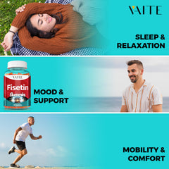 Close-up of Fisetin 500mg gummies showing texture