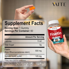 Vegan, Non-GMO Fisetin gummies with plant extracts