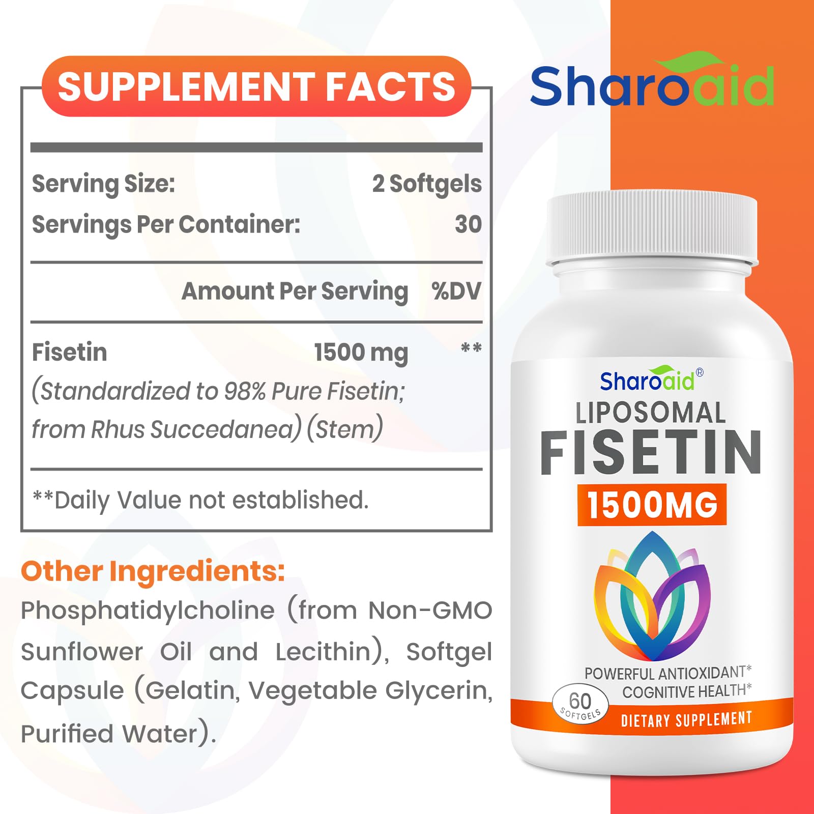Two-bottle value pack packaging for fisetin liposomal supplement