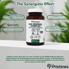 Fisetin, Quercetin, Curcumin, and Zinc capsules close-up