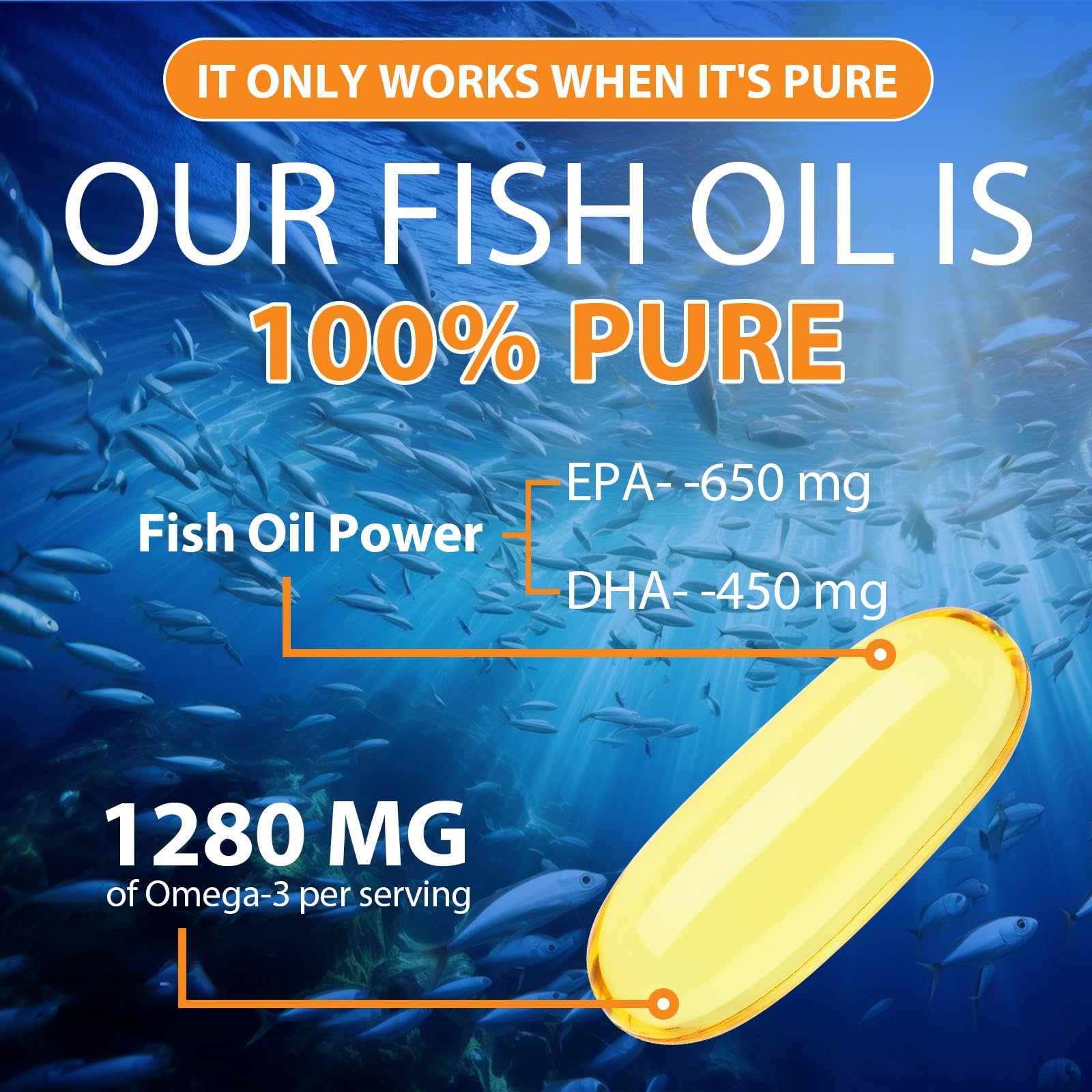 Close up of EPA and DHA in fish oil softgels