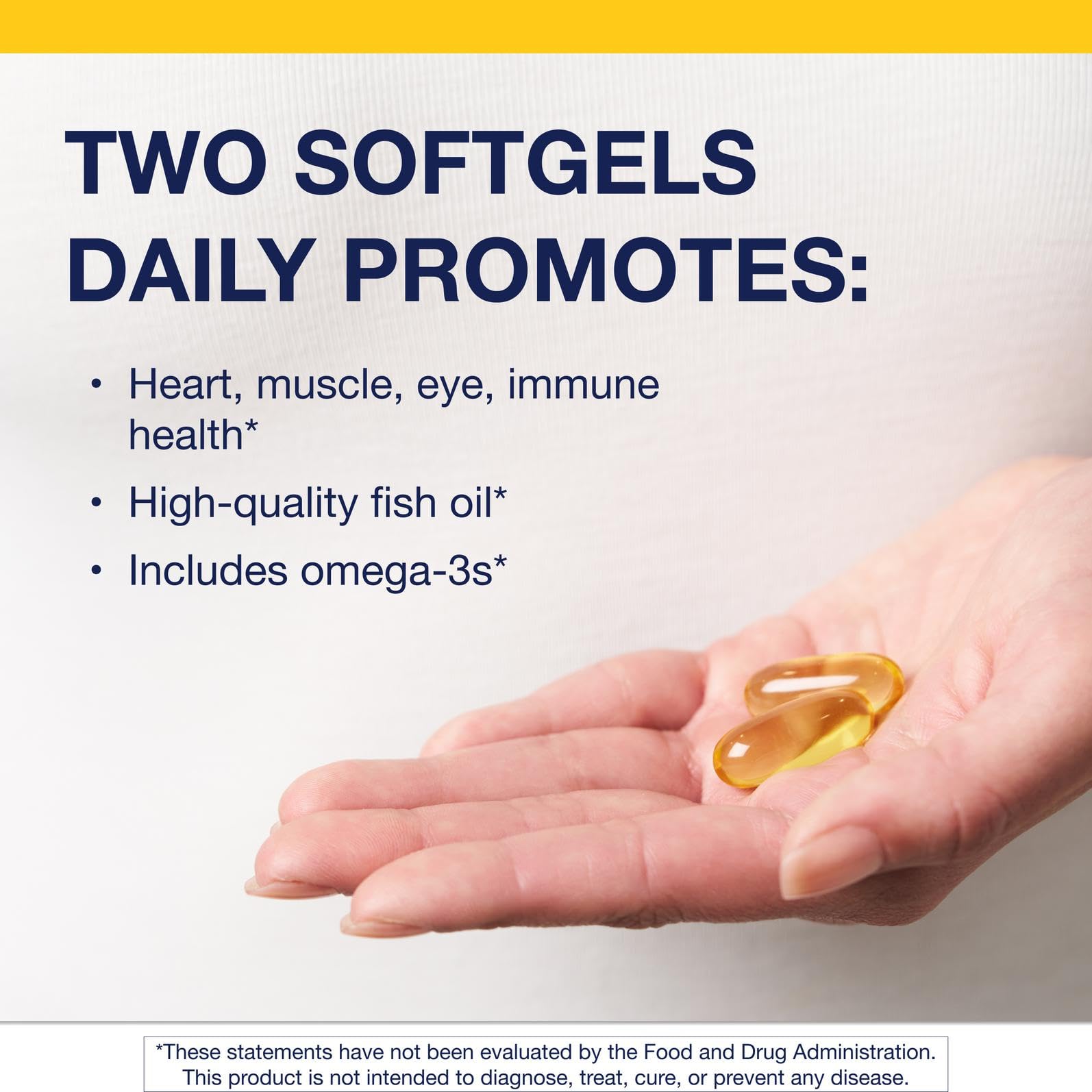 Close-up of OmegaGenics fish oil softgels