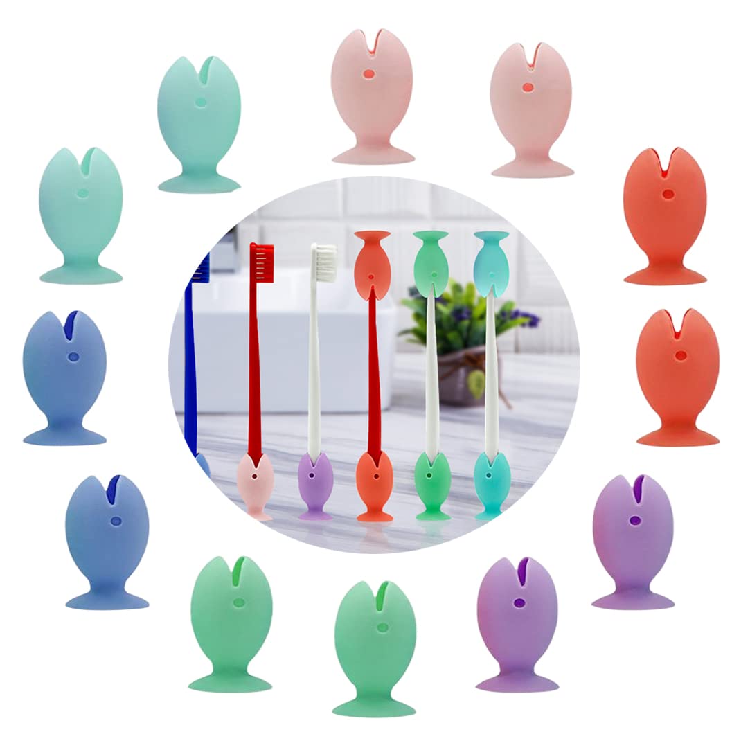 Fish-shaped silicone toothbrush holder with colorful caps