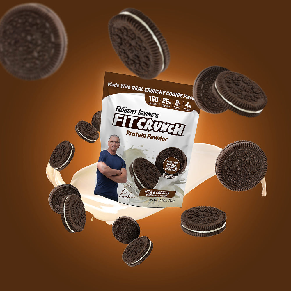 Fit Crunch tri-blend whey bake-ready powder is easy to bake into treats.