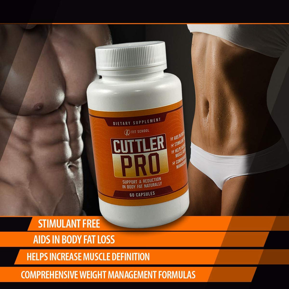 FIT SCHOOL Cuttler PRO packaging displayed in gym setting