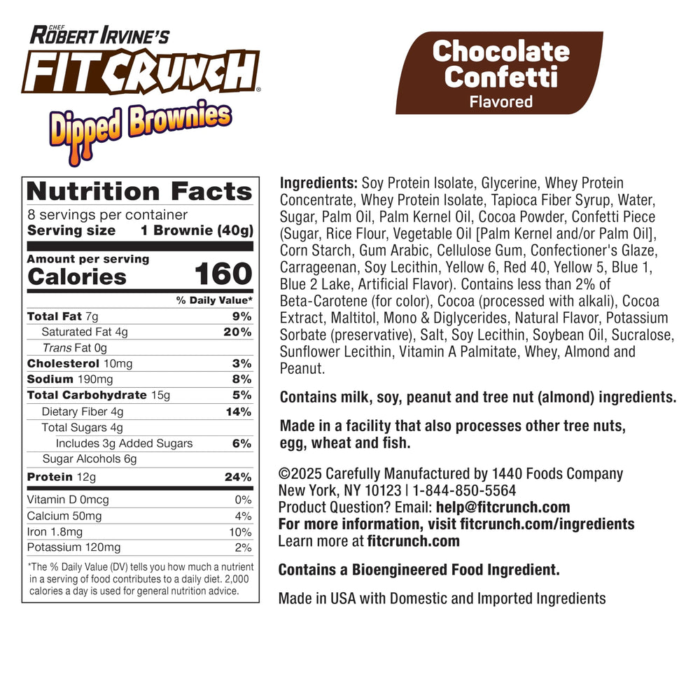 FitCrunch Dipped Protein Brownies chocolate-dip close-up showing glossy coating and flavor