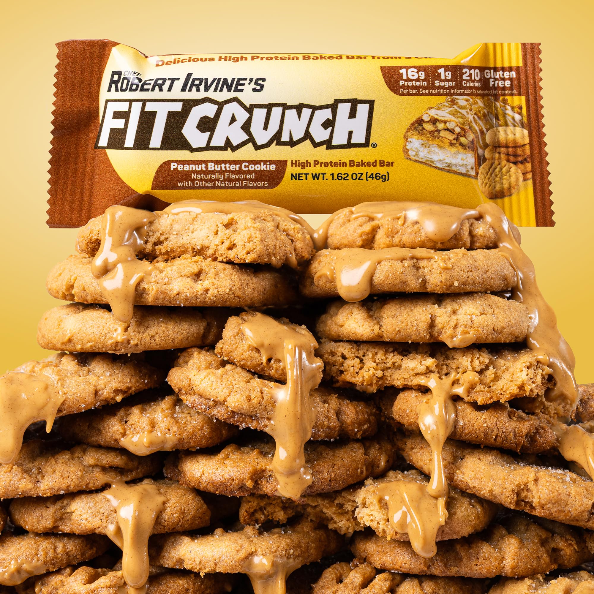 FITCRUNCH Snack Size Bar nutrition facts highlight 16g protein per bar