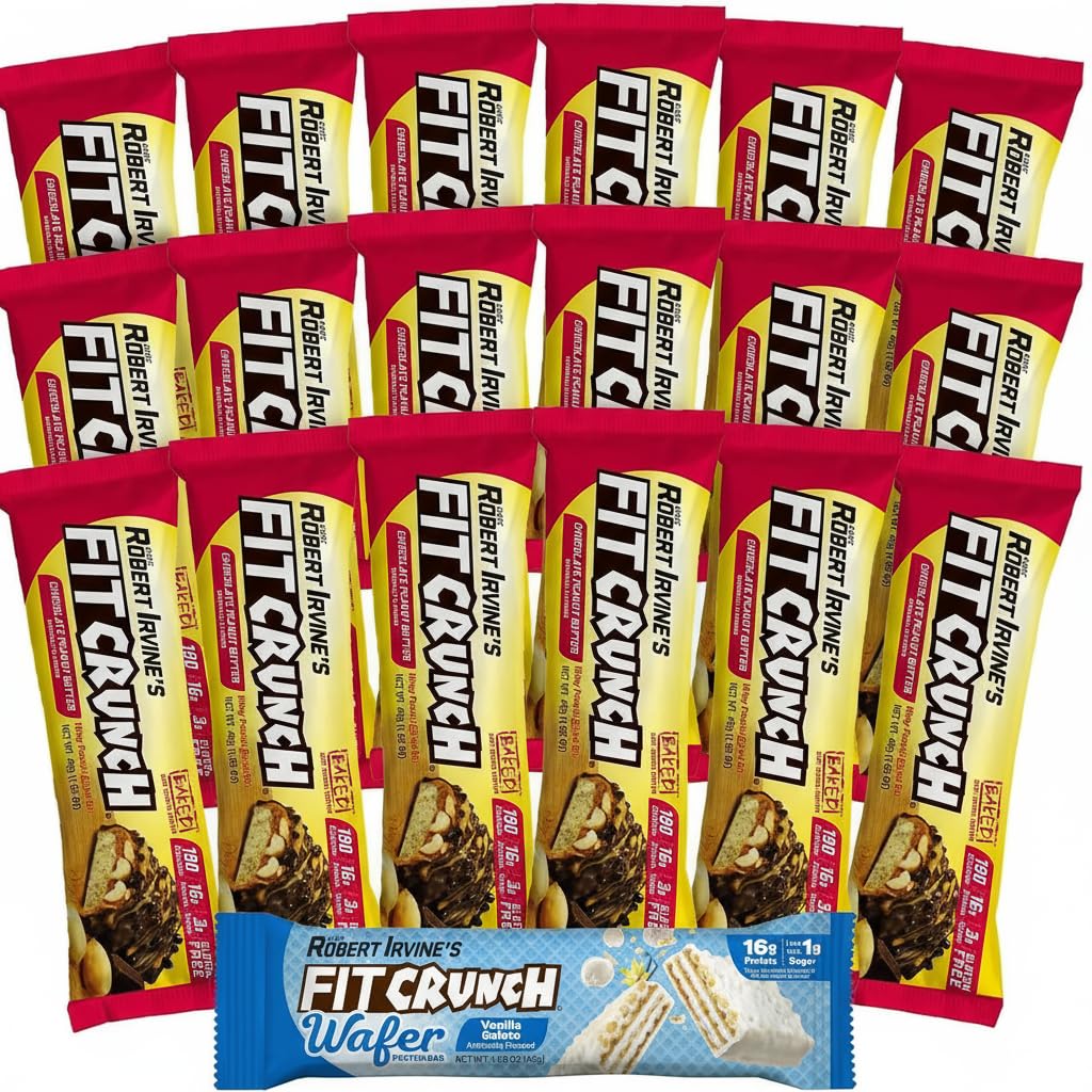 FitCrunch packaging close-up shows convenient protein on the go.
