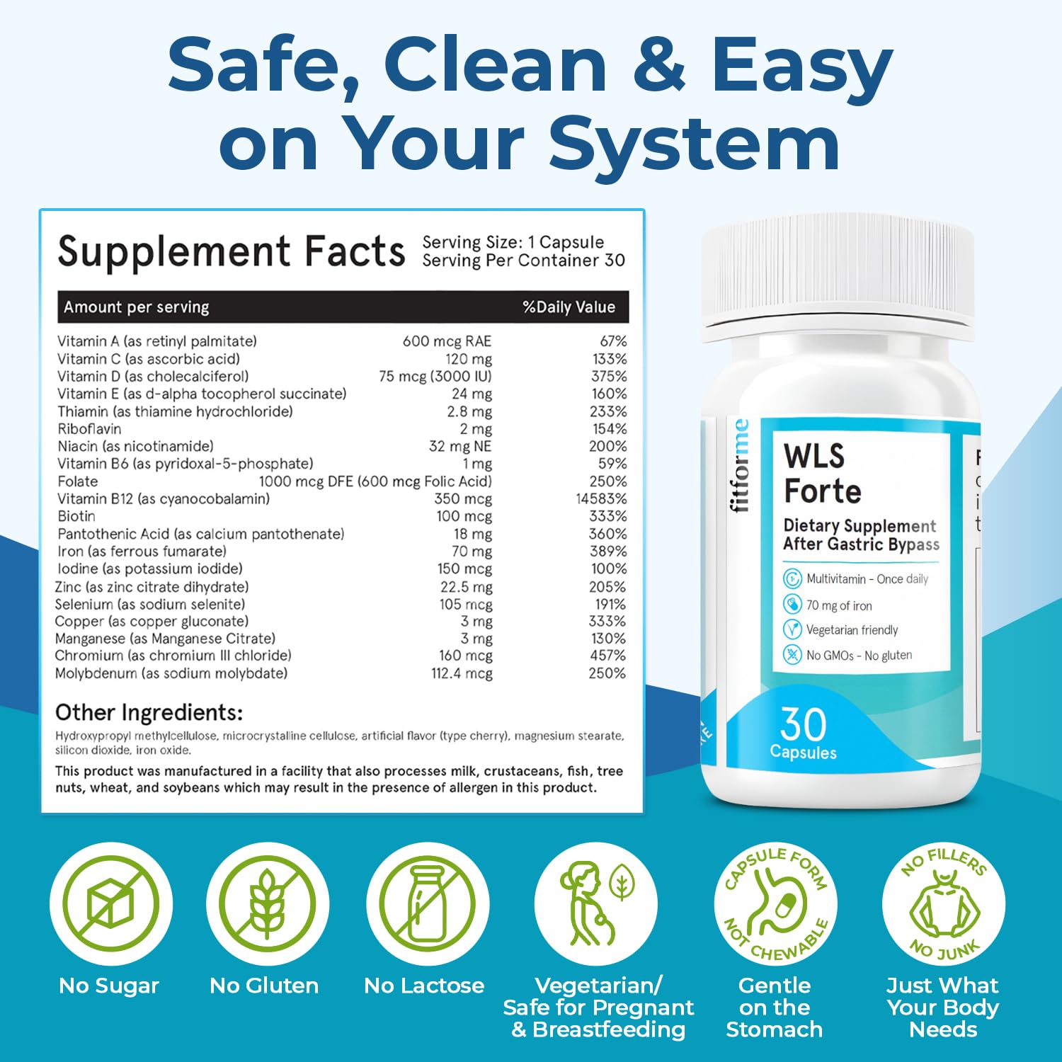 Capsules of FitForMe Bariatric Multivitamin with Iron