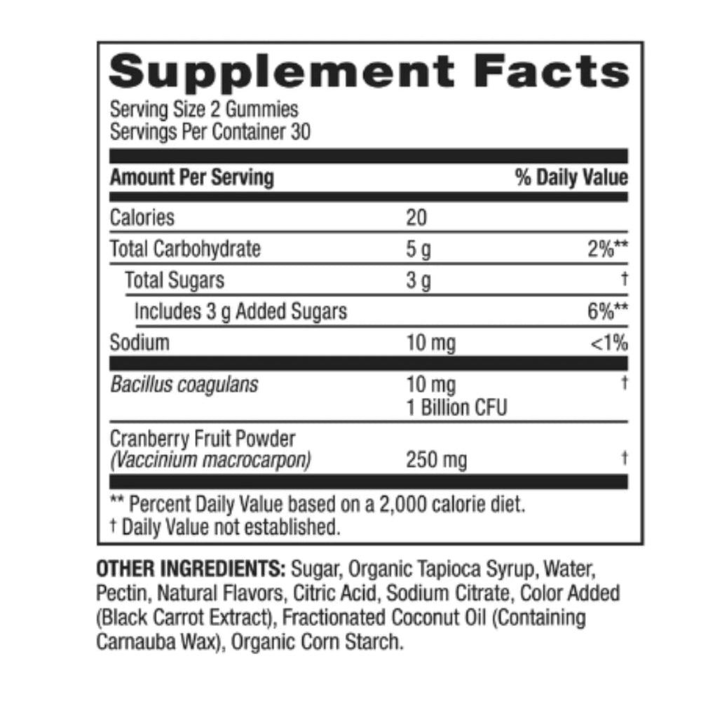 Urinary health support visuals from cranberry probiotic gummies