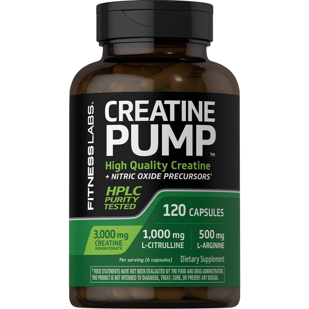 Fitness Labs Creatine Capsules bottle front view, 120 count