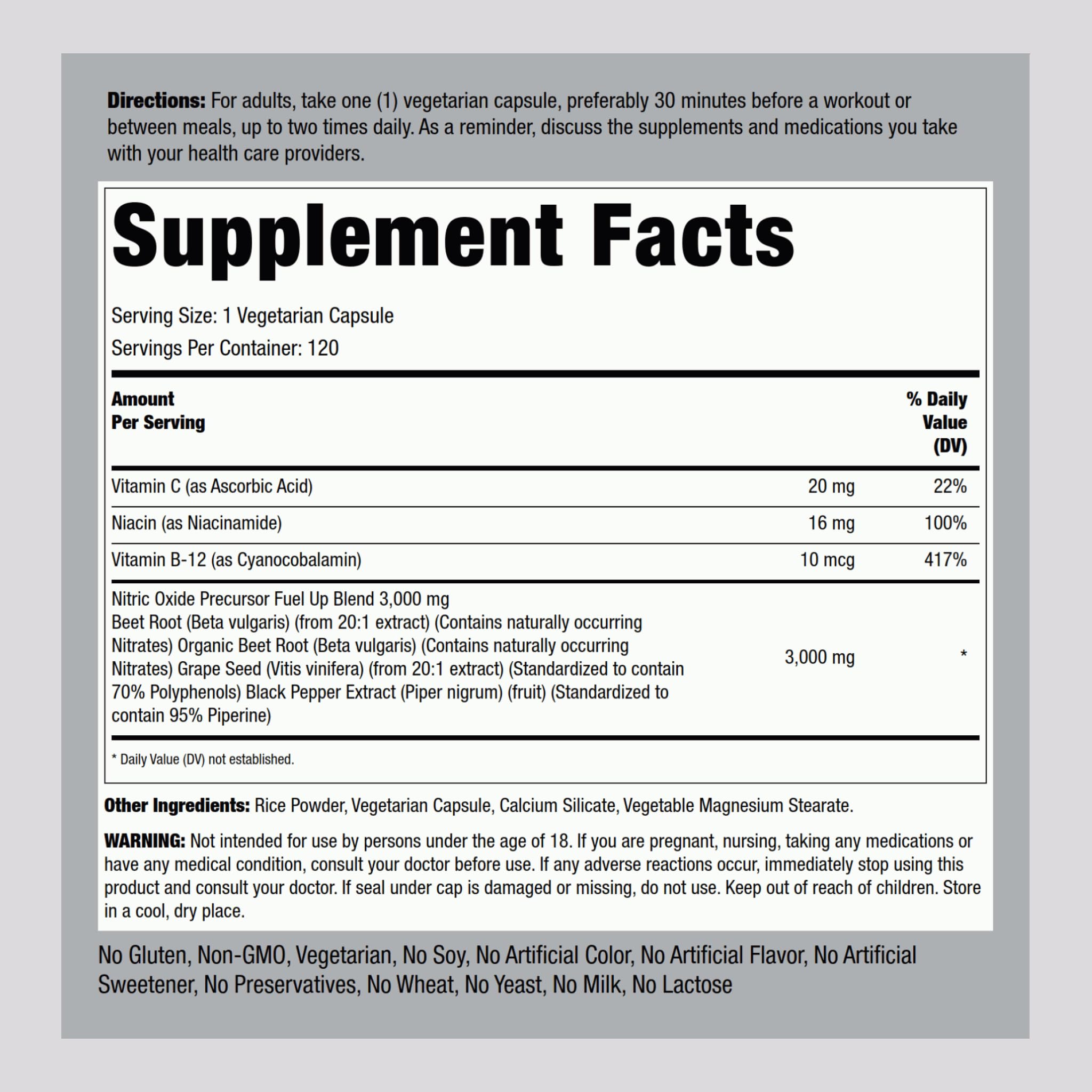 Close-up of bottle showing 120 count label