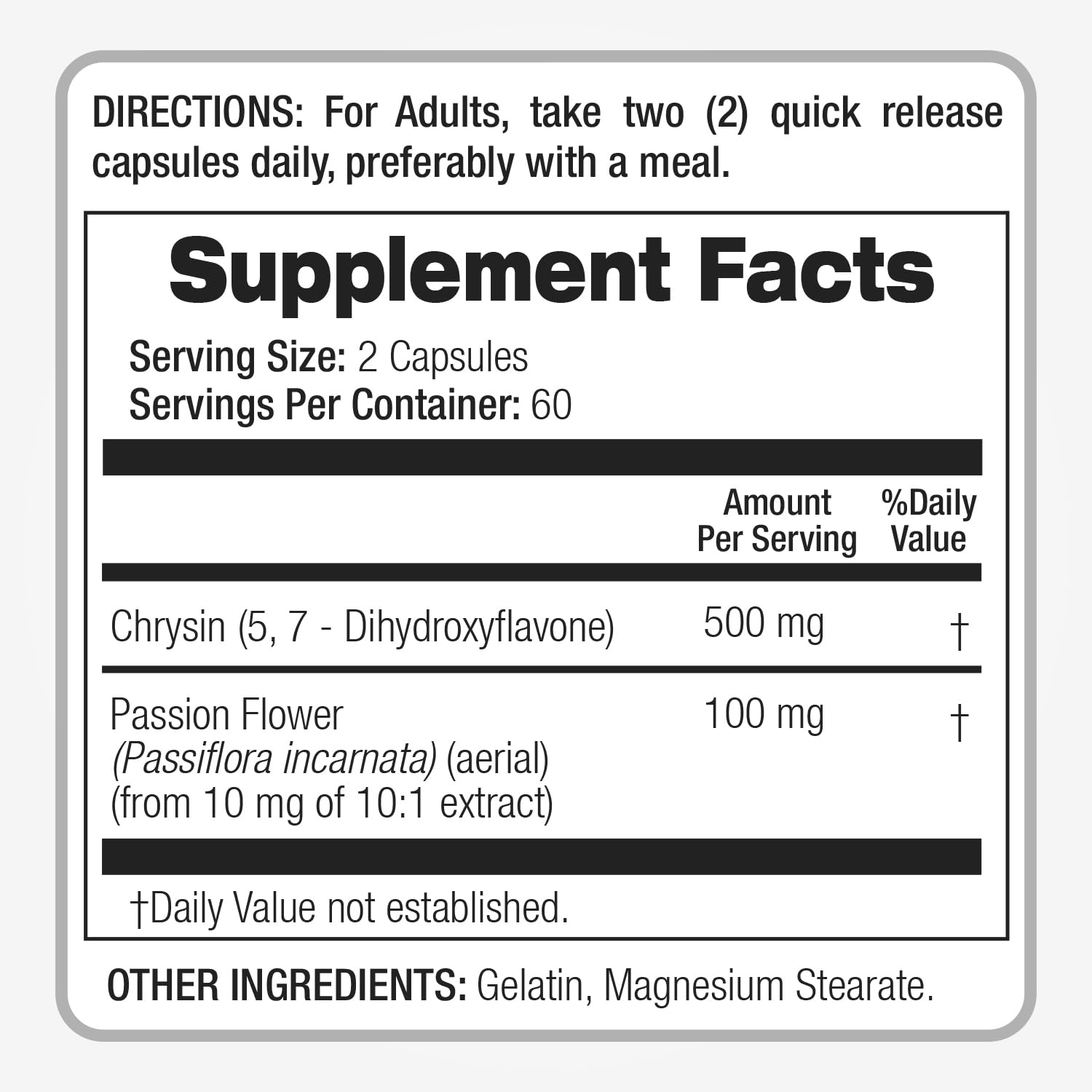 Product packaging for Fito Medic's Chrysin with Passion Flower