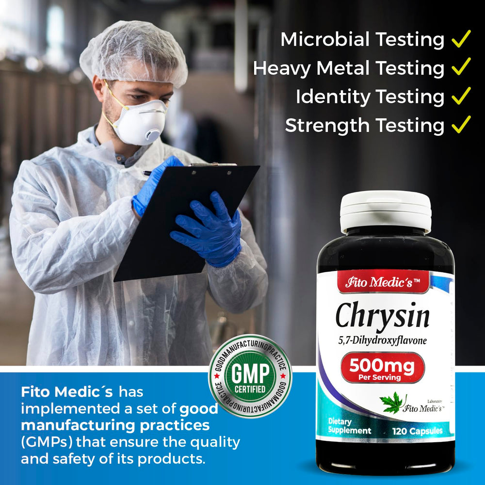 Lifestyle shot of Chrysin bottle on desk with natural elements