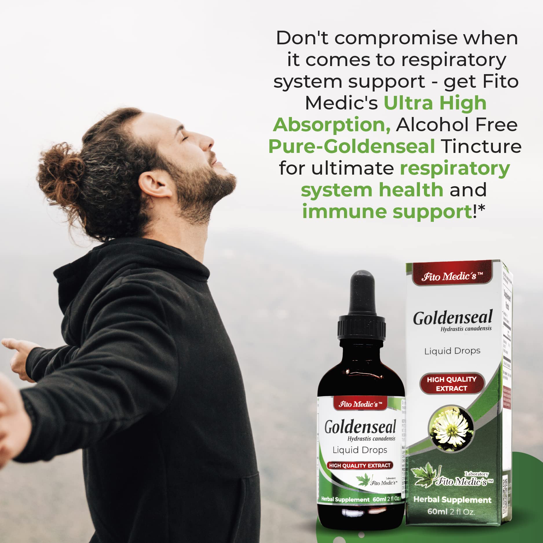 Close-up of Fito Medic's Goldenseal tincture label