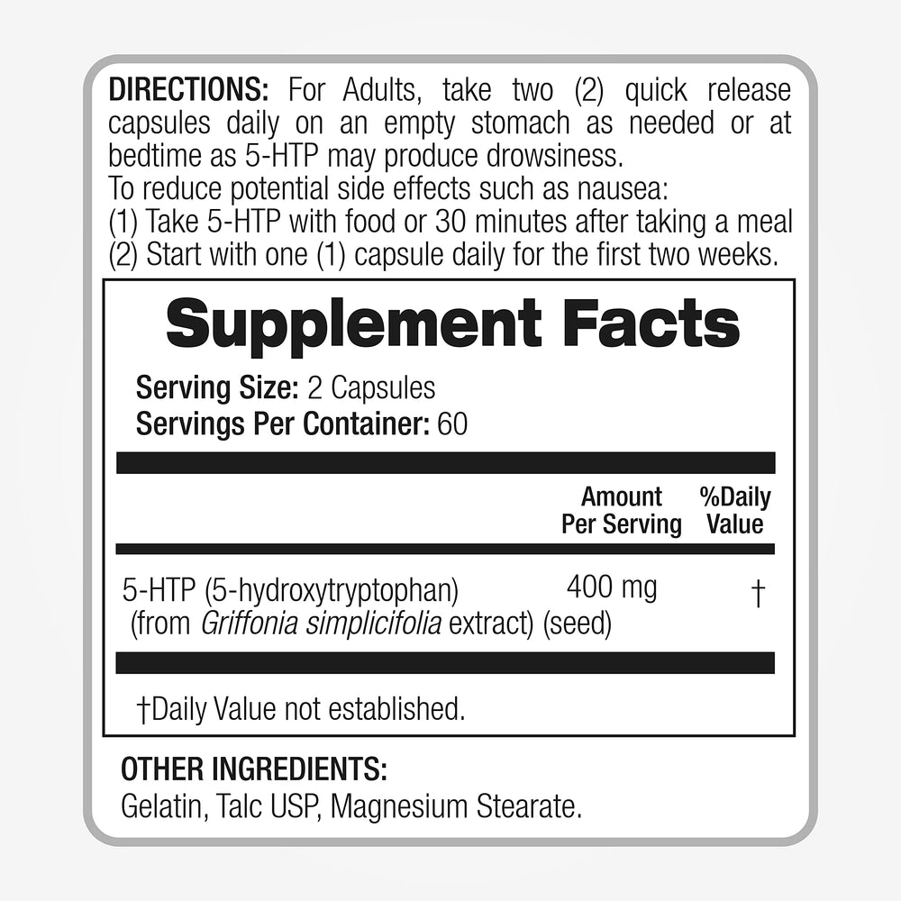 Front view of Fito Medic's Lab 5-HTP bottle packaging