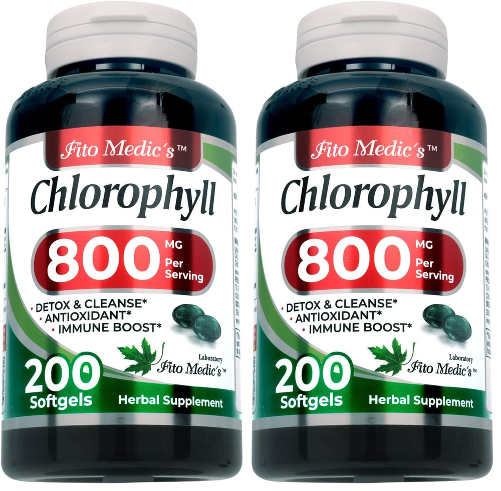 Chlorophyll softgels bottle labeled 800 mg per serving – pack of 2, image 1