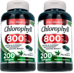 Chlorophyll softgels bottle labeled 800 mg per serving – pack of 2, image 1