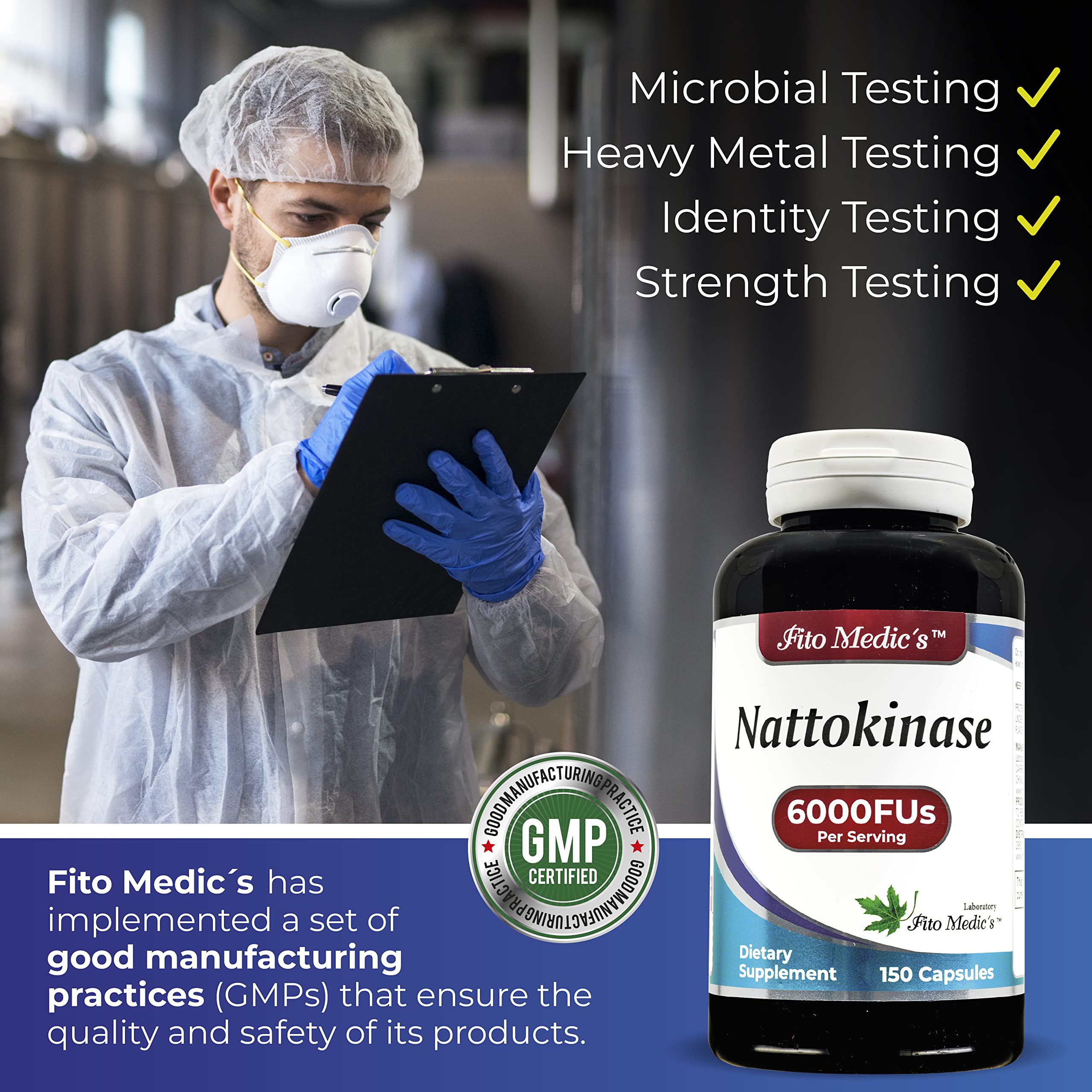 Packaging labeling of FITO MEDIC'S Lab Nattokinase 6000 FU