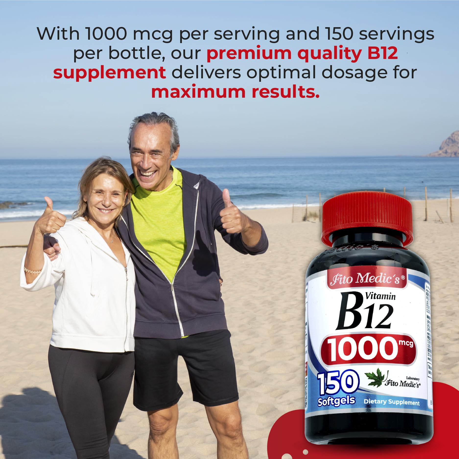 Label showing FITO MEDIC'S Lab Vitamin B12 1000 mcg 150 servings