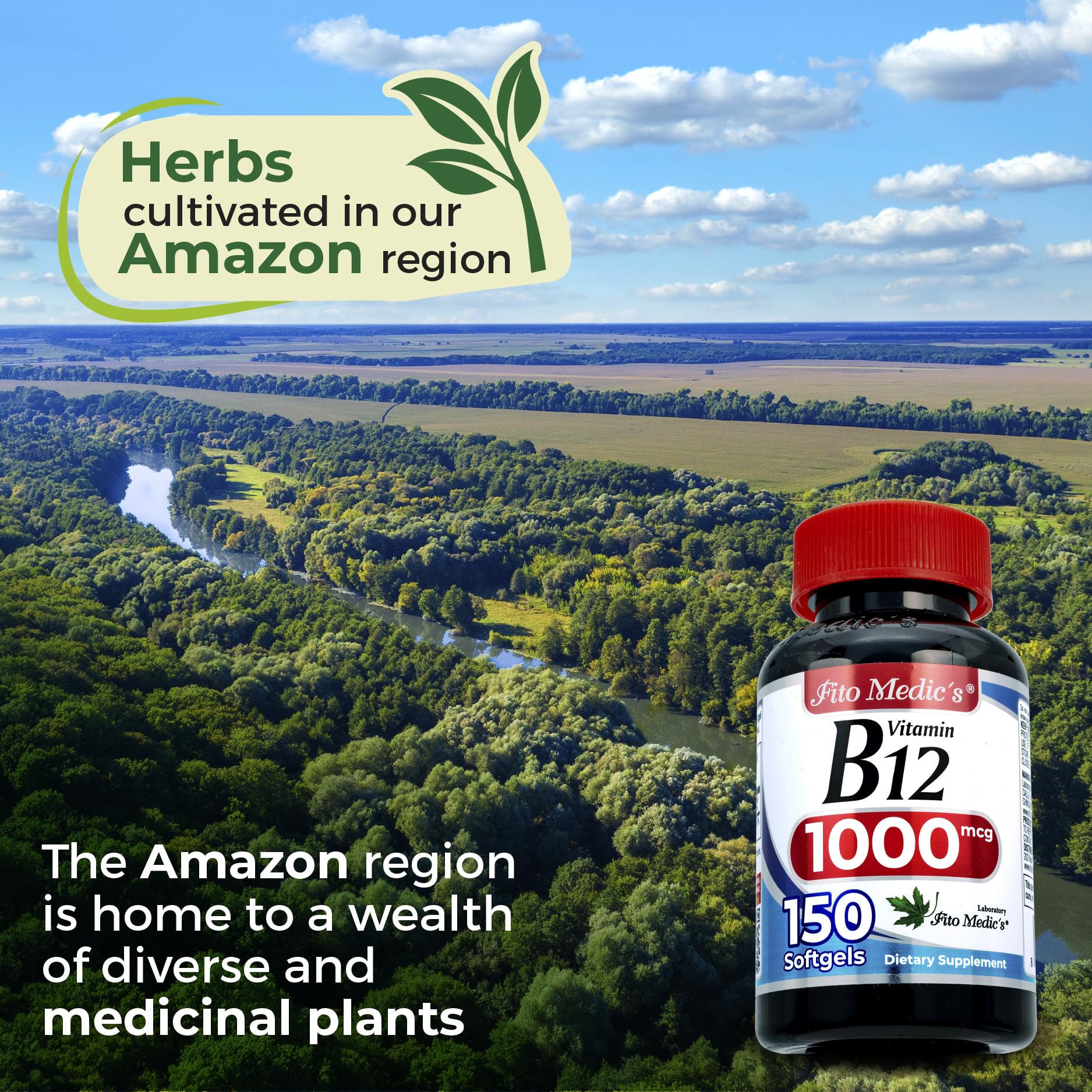 Packaging and branding of FITO MEDIC'S Lab Vitamin B12 1000 mcg