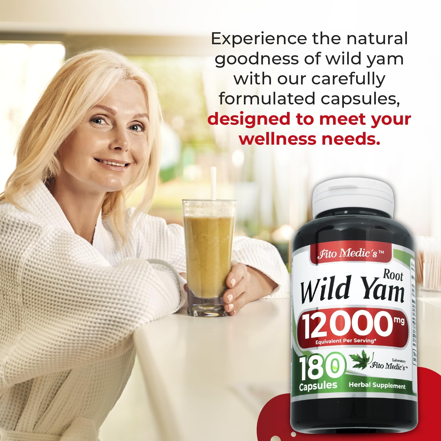 Close-up of Wild Yam Root capsules