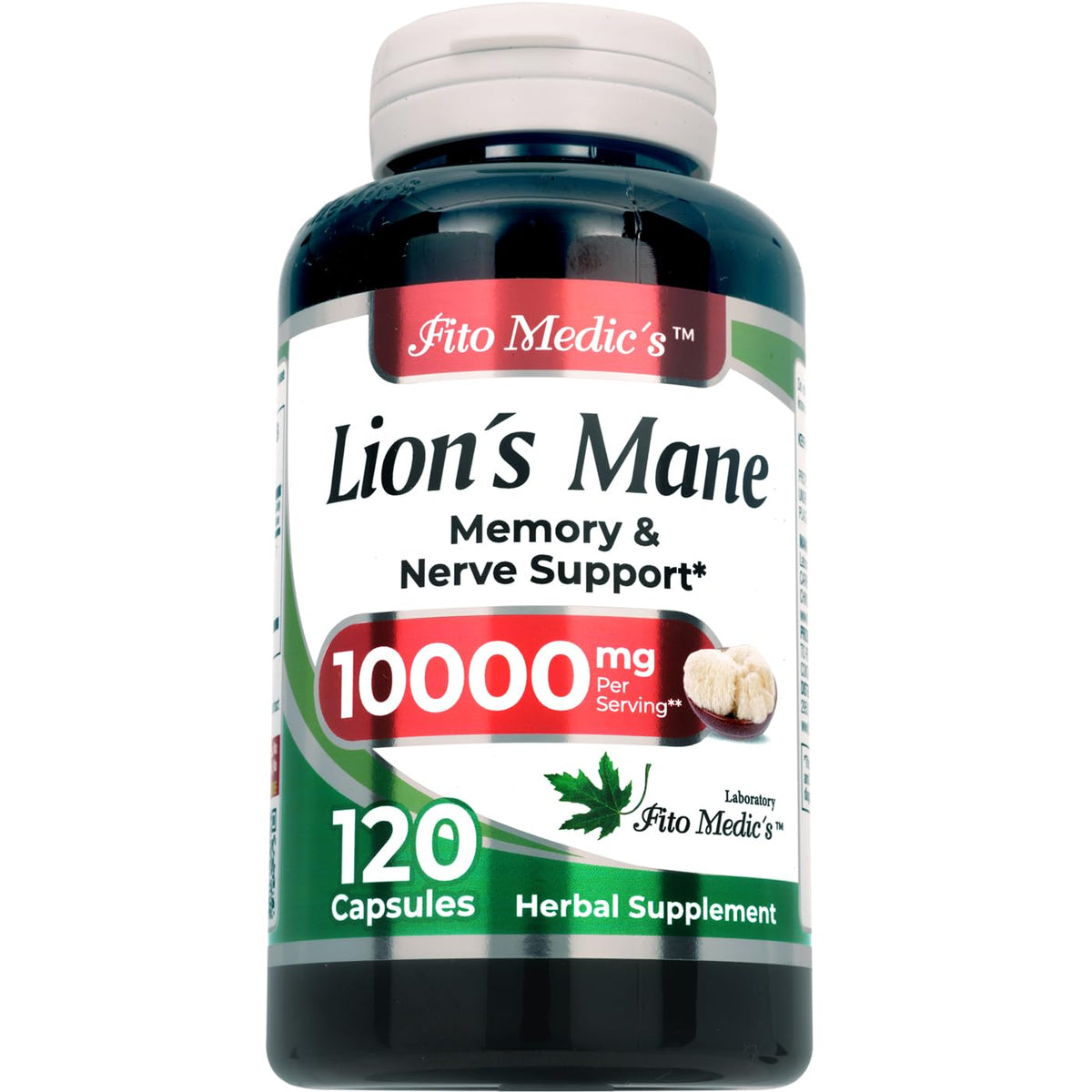 Bottle of FITO MEDICS Lions Mane 120 capsules