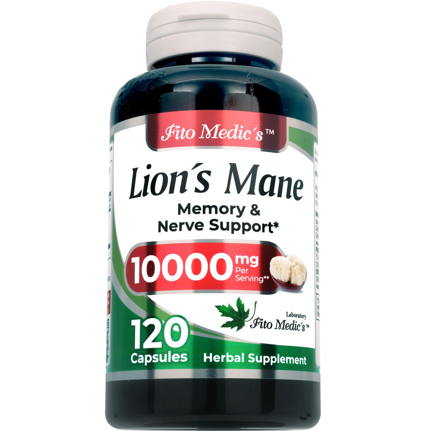 Close-up of Lions Mane mushroom extract capsules