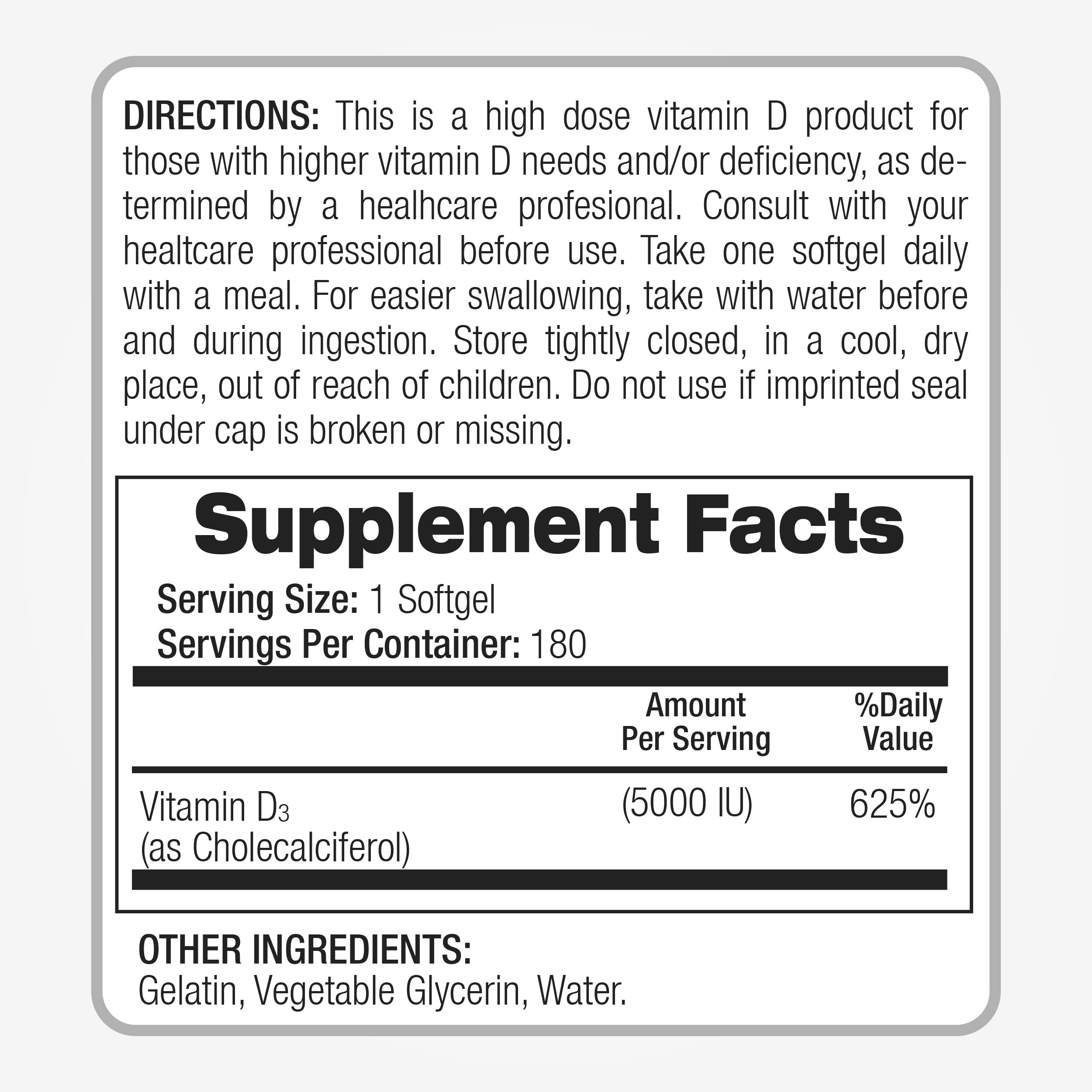 Packaging and box of Fito Medic's Vitamin D3 5000 IU softgels