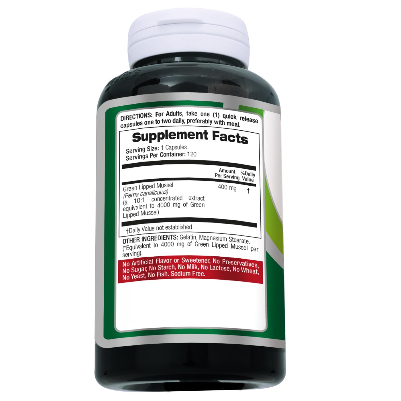Bottle label showing 120 capsules